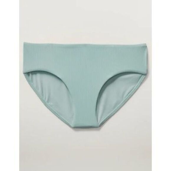 NWT Womens Athleta Taupe Clean Rib Ribbed Mid Waist Full Swim Bikini Bottoms M - Picture 3 of 4